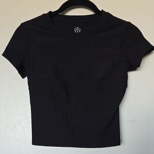 Elegant Black Ribbed Crop Top